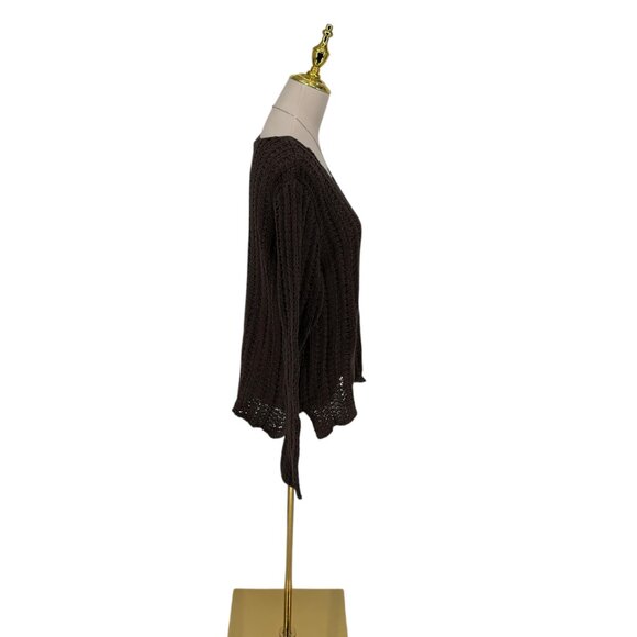 VTG J.Jill Sz XL Loose Open Knit Long Sleeve Cotton Pullover Sweater Shale NWT - Picture 8 of 16